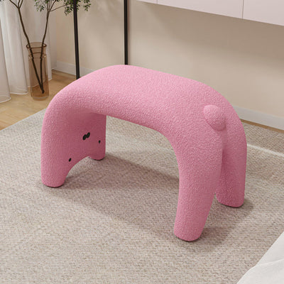 Contemporary Creative Teddy Fleece Sponge Carbon Steel Crooked Cat Vanity Stool For Bedroom