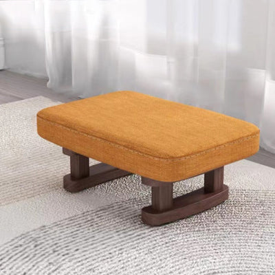 Contemporary Scandinavian Wood Fabric Sponge Rectangular Low Stool For Entryway