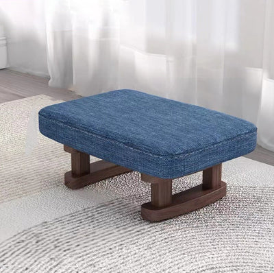 Contemporary Scandinavian Wood Fabric Sponge Rectangular Low Stool For Entryway