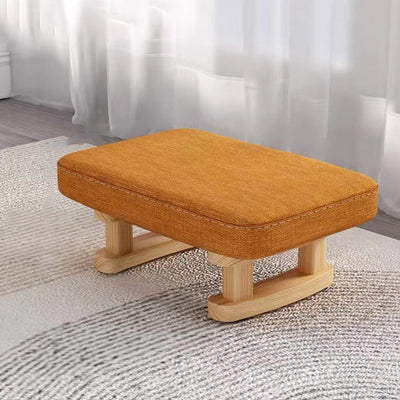 Contemporary Scandinavian Wood Fabric Sponge Rectangular Low Stool For Entryway