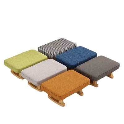 Contemporary Scandinavian Wood Fabric Sponge Rectangular Low Stool For Entryway