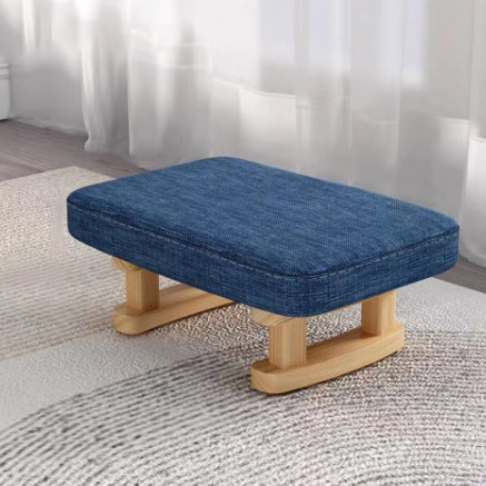 Contemporary Scandinavian Wood Fabric Sponge Rectangular Low Stool For Entryway