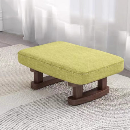 Contemporary Scandinavian Wood Fabric Sponge Rectangular Low Stool For Entryway