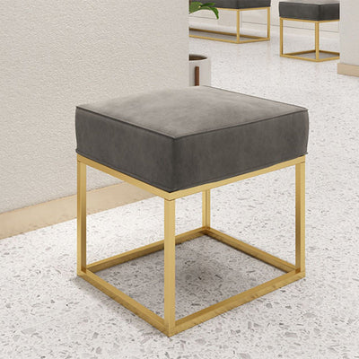 Modern Minimalist Velvet Sponge Metal Square Rectangular Footstool Backless For Bedroom