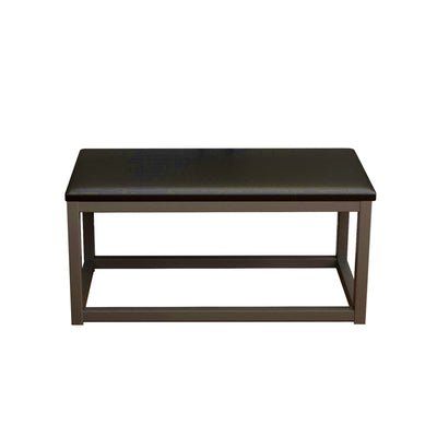 Modern Minimalist Leather Iron Sponge Square Rectangular Vanity Stool Backless For Bedroom