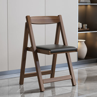 Modern Simplicity Rubber Wood Leather Square Dining Chair Foldable Backrest For Dining Room