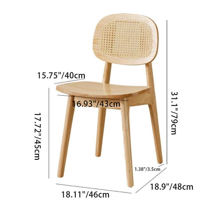 Traditional Japanese Weaving Rattan Ash Wood Square Dining Chair Backrest For Dining Room