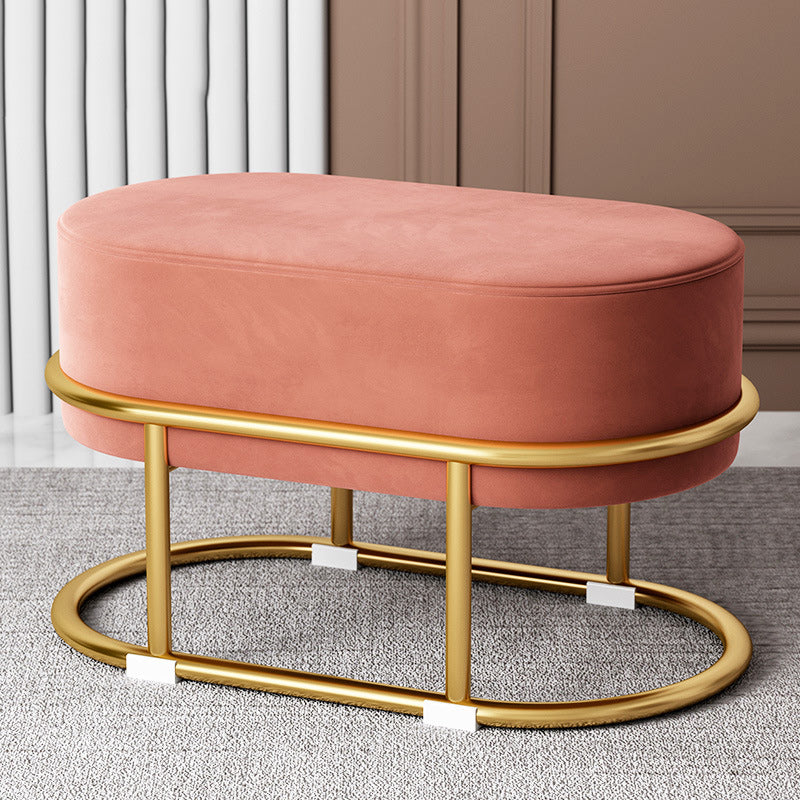 Contemporary Scandinavian Velvet Fabric Sponge Iron Round Elliptical Rectangular Footstool Backless For Entryway