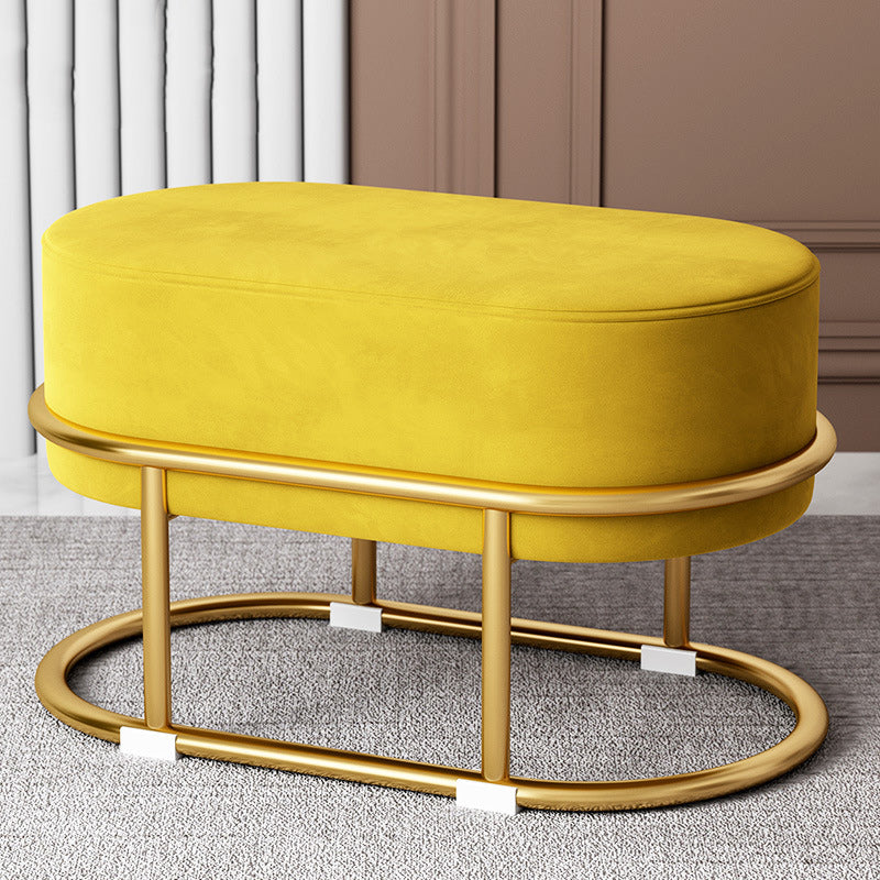 Contemporary Scandinavian Velvet Fabric Sponge Iron Round Elliptical Rectangular Footstool Backless For Entryway