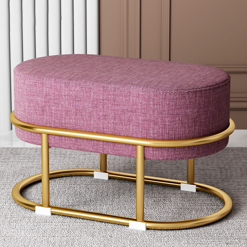 Contemporary Scandinavian Velvet Fabric Sponge Iron Round Elliptical Rectangular Footstool Backless For Entryway