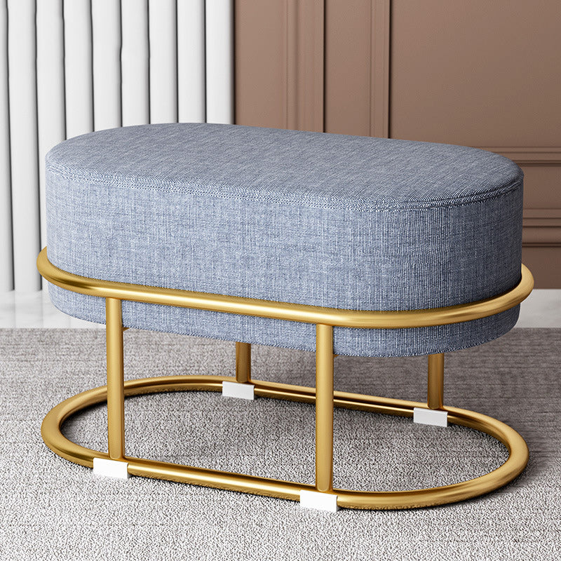 Contemporary Scandinavian Velvet Fabric Sponge Iron Round Elliptical Rectangular Footstool Backless For Entryway