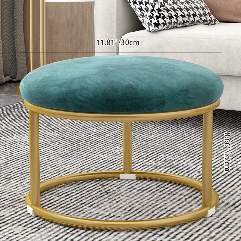 Contemporary Scandinavian Velvet Fabric Sponge Iron Round Elliptical Rectangular Footstool Backless For Entryway