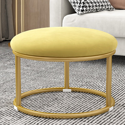 Contemporary Scandinavian Velvet Fabric Sponge Iron Round Elliptical Rectangular Footstool Backless For Entryway