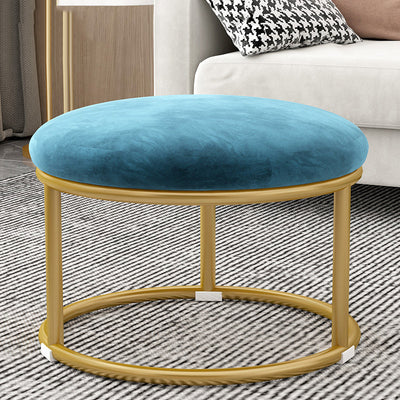 Contemporary Scandinavian Velvet Fabric Sponge Iron Round Elliptical Rectangular Footstool Backless For Entryway