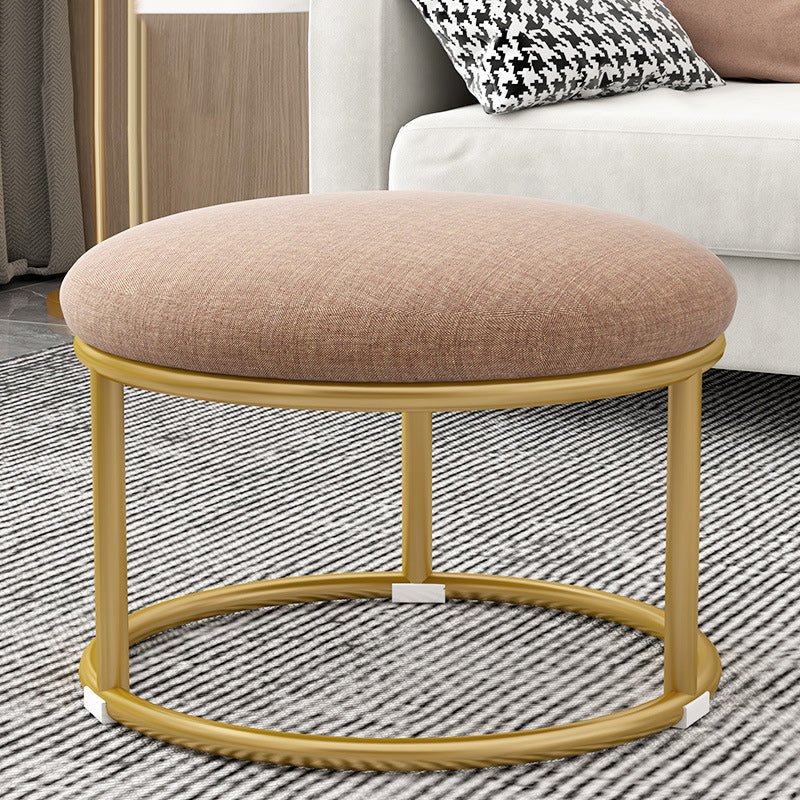 Contemporary Scandinavian Velvet Fabric Sponge Iron Round Elliptical Rectangular Footstool Backless For Entryway