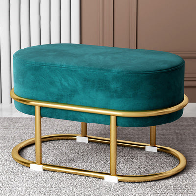 Contemporary Scandinavian Velvet Fabric Sponge Iron Round Elliptical Rectangular Footstool Backless For Entryway