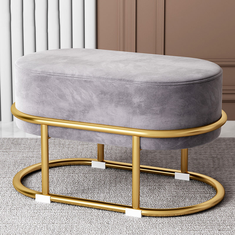 Contemporary Scandinavian Velvet Fabric Sponge Iron Round Elliptical Rectangular Footstool Backless For Entryway