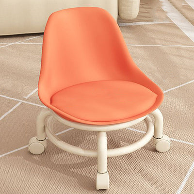 Contemporary Scandinavian Kids Acrylic Leather Sponge Metal Round Low Stool Backrest Movable For Living Room