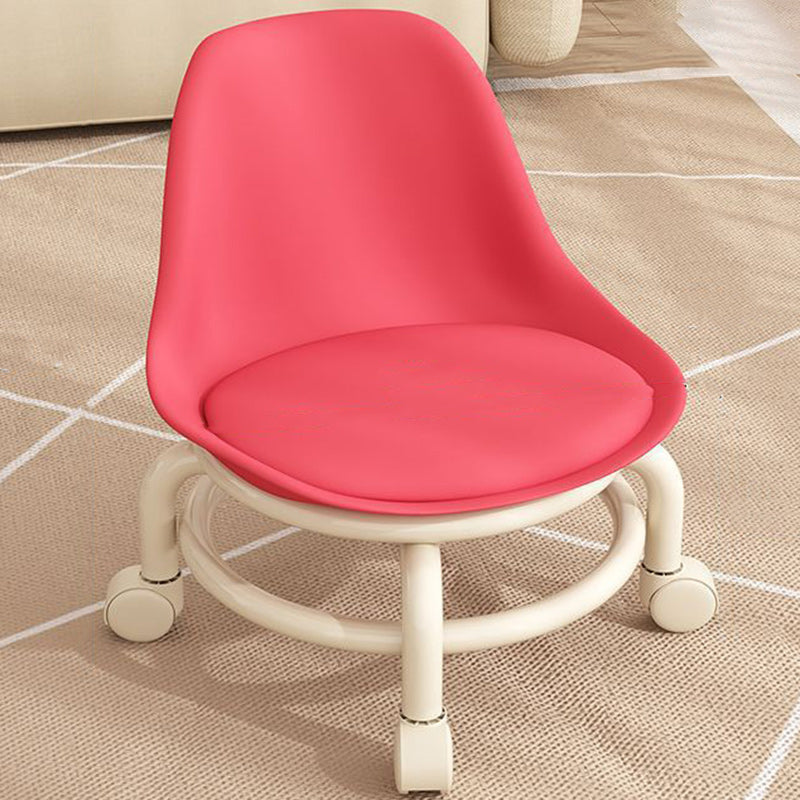 Contemporary Scandinavian Kids Acrylic Leather Sponge Metal Round Low Stool Backrest Movable For Living Room