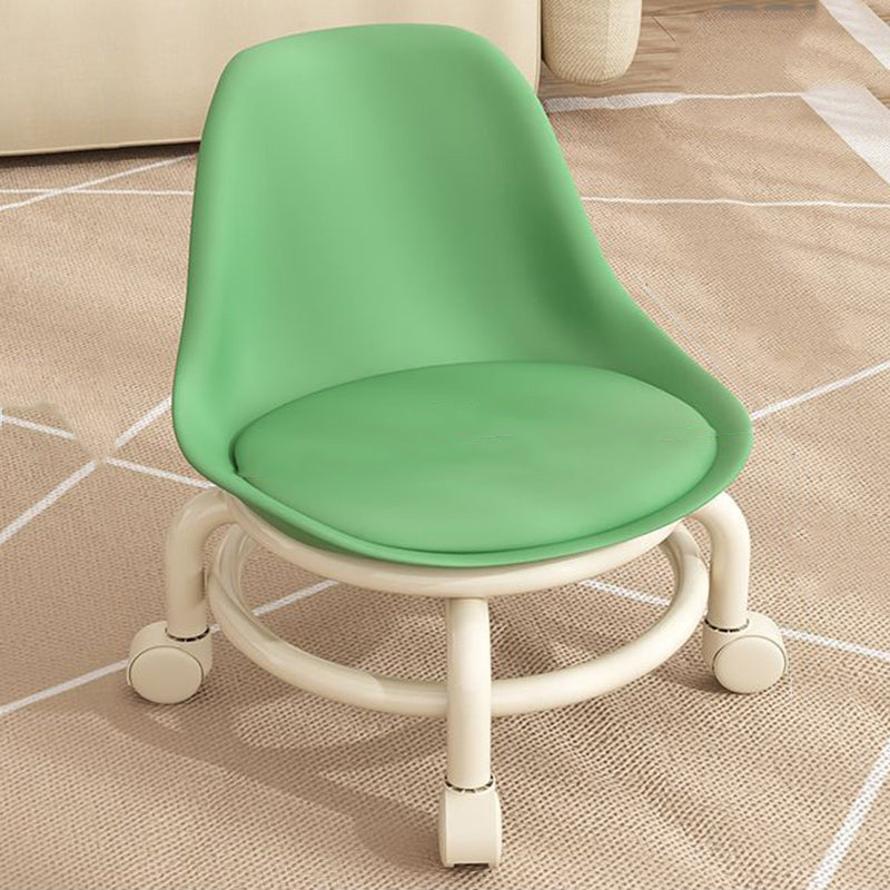 Contemporary Scandinavian Kids Acrylic Leather Sponge Metal Round Low Stool Backrest Movable For Living Room