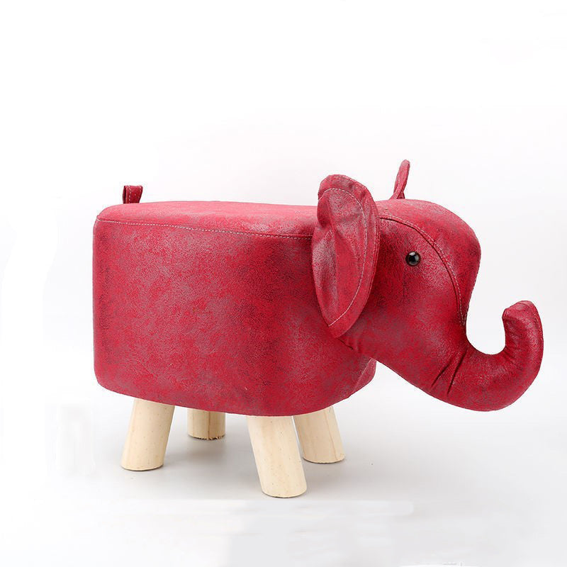 Contemporary Creative Kids Fabric Wood Sponge Animal Elephant Footstool For Entryway