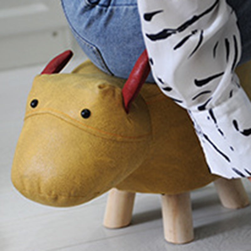 Contemporary Creative Kids Fabric Wood Sponge Animal Elephant Footstool For Entryway