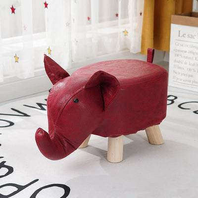 Contemporary Creative Kids Fabric Wood Sponge Animal Elephant Footstool For Entryway