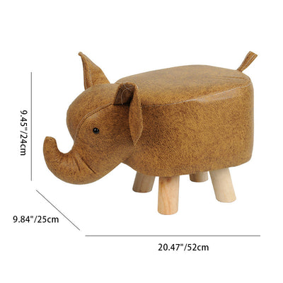 Contemporary Creative Kids Fabric Wood Sponge Animal Elephant Footstool For Entryway