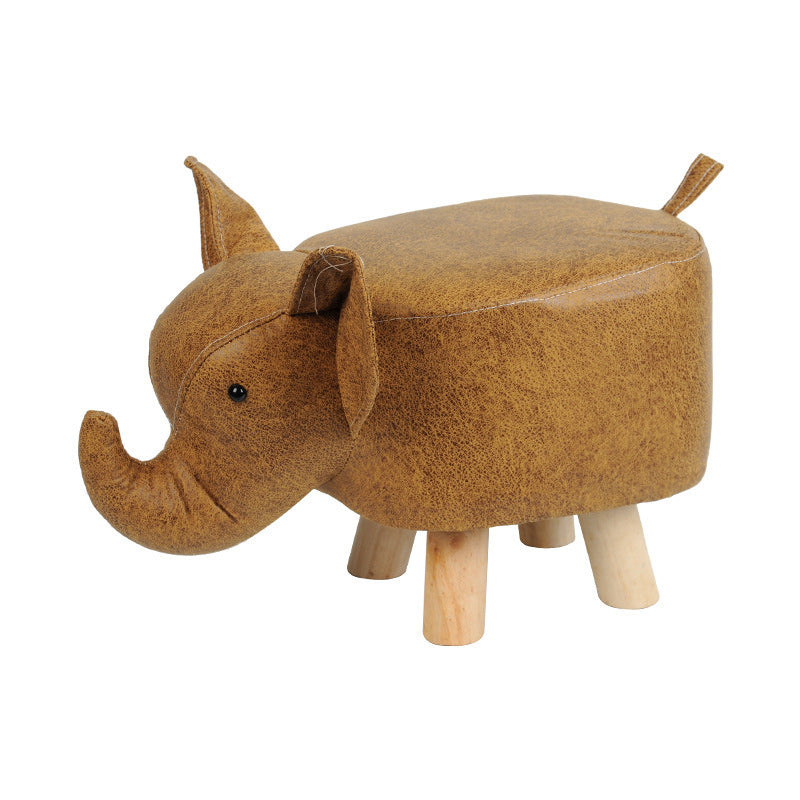 Contemporary Creative Kids Fabric Wood Sponge Animal Elephant Footstool For Entryway