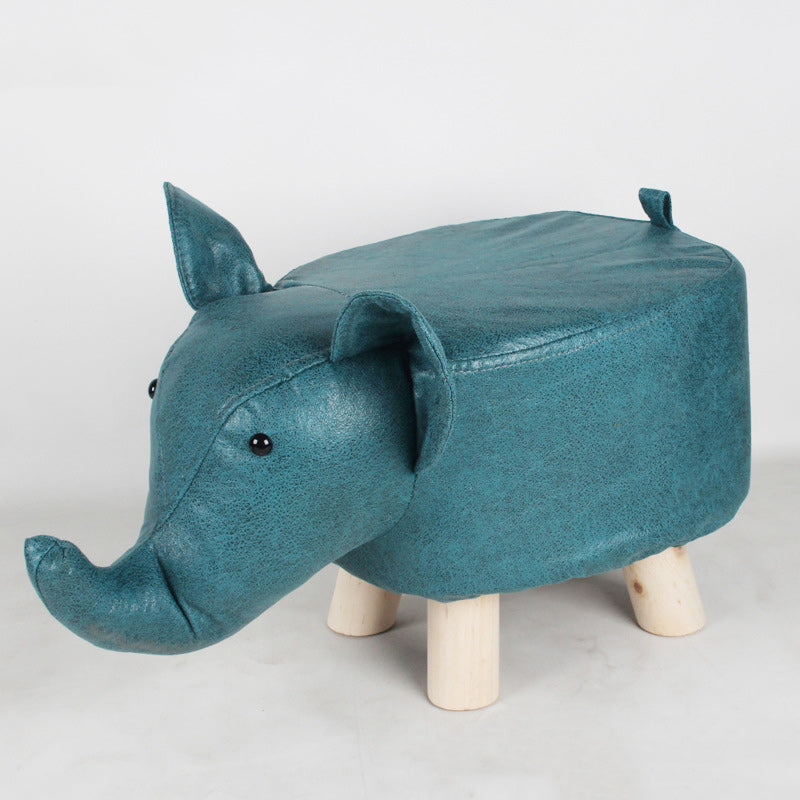 Contemporary Creative Kids Fabric Wood Sponge Animal Elephant Footstool For Entryway