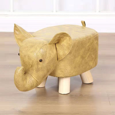 Contemporary Creative Kids Fabric Wood Sponge Animal Elephant Footstool For Entryway