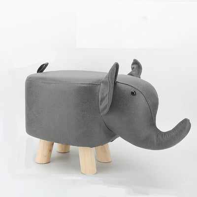 Contemporary Creative Kids Fabric Wood Sponge Animal Elephant Footstool For Entryway