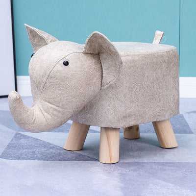 Contemporary Creative Kids Fabric Wood Sponge Animal Elephant Footstool For Entryway