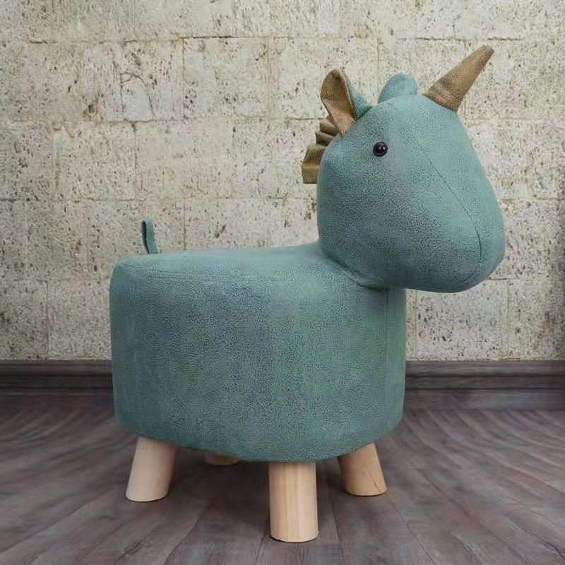 Contemporary Creative Kids Fabric Wood Sponge Animal Elephant Footstool For Entryway