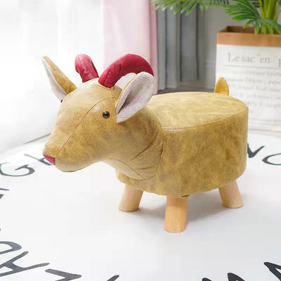 Contemporary Creative Kids Fabric Wood Sponge Animal Elephant Footstool For Entryway