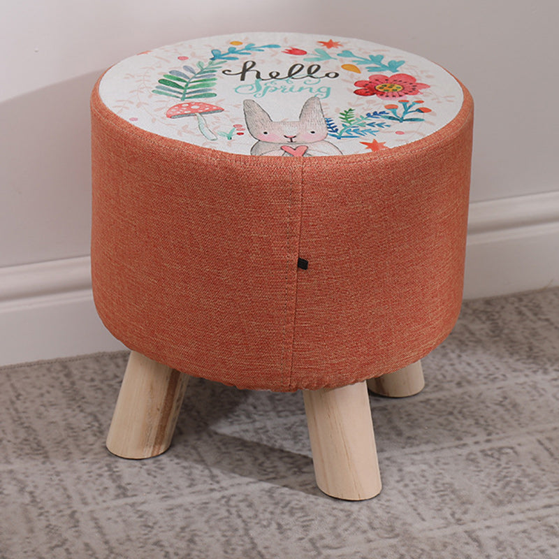 Modern Simplicity Cotton Linen Wood Sponge Round Square Footstool Stackable For Living Room