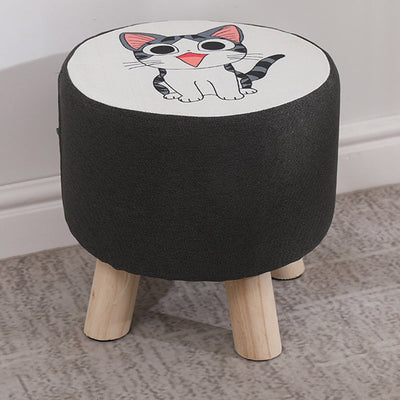 Modern Simplicity Cotton Linen Wood Sponge Round Square Footstool Stackable For Living Room