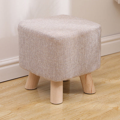 Modern Simplicity Cotton Linen Wood Sponge Round Square Footstool Stackable For Living Room