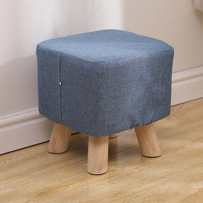 Modern Simplicity Cotton Linen Wood Sponge Round Square Footstool Stackable For Living Room