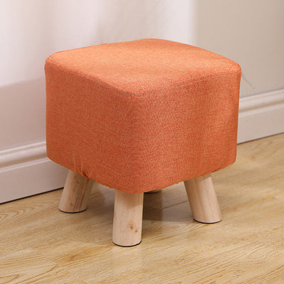 Modern Simplicity Cotton Linen Wood Sponge Round Square Footstool Stackable For Living Room