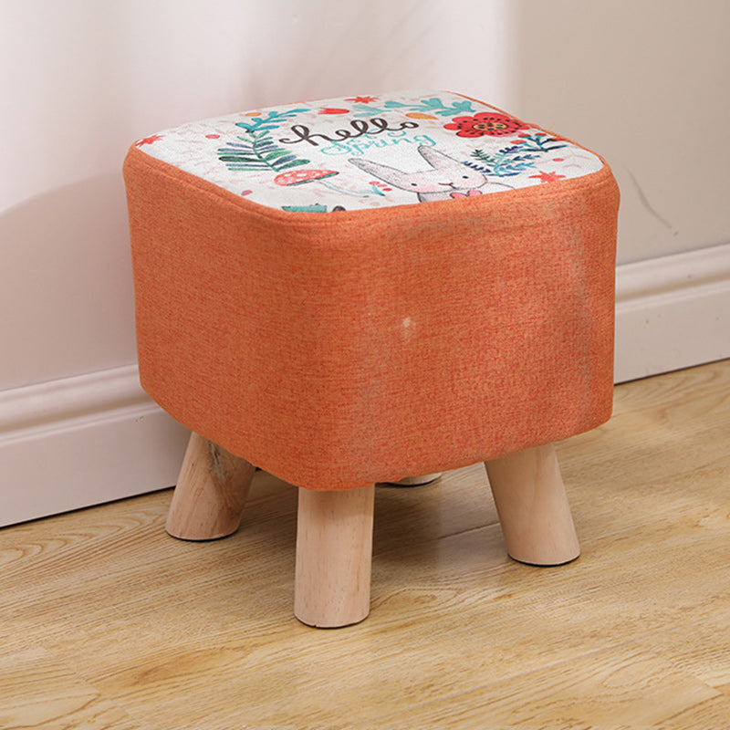 Modern Simplicity Cotton Linen Wood Sponge Round Square Footstool Stackable For Living Room