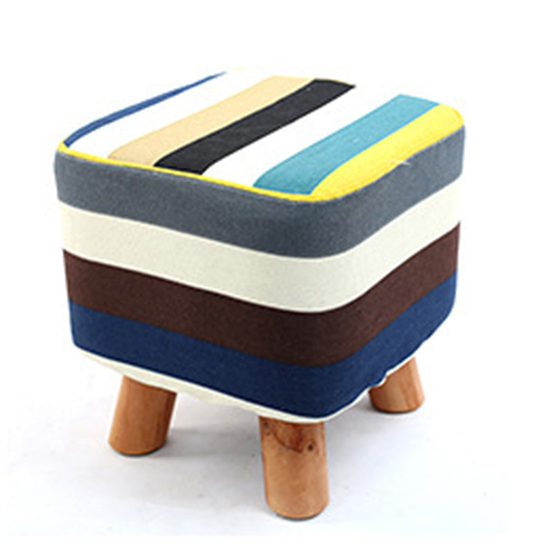 Modern Simplicity Cotton Linen Wood Sponge Round Square Footstool Stackable For Living Room