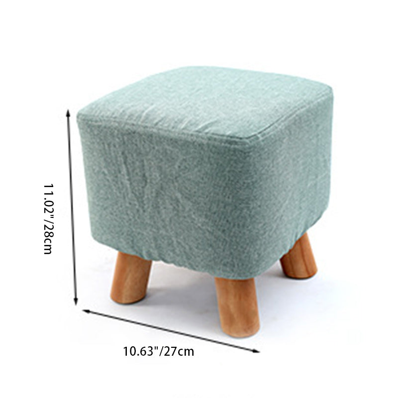 Modern Simplicity Cotton Linen Wood Sponge Round Square Footstool Stackable For Living Room