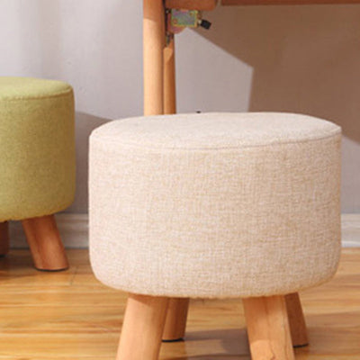 Modern Simplicity Cotton Linen Wood Sponge Round Square Footstool Stackable For Living Room