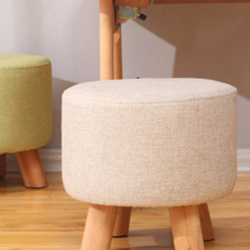 Modern Simplicity Cotton Linen Wood Sponge Round Square Footstool Stackable For Living Room