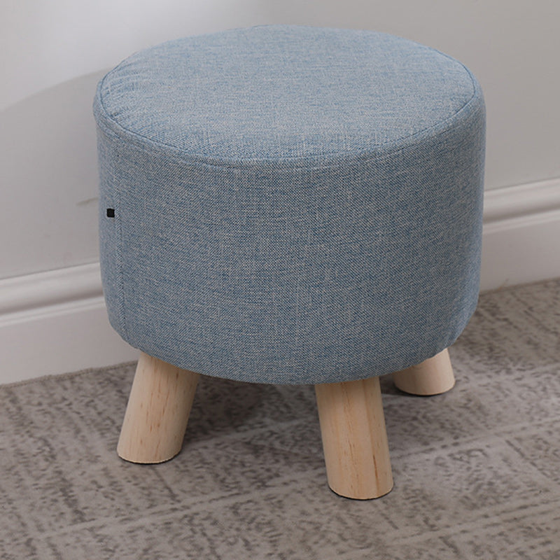 Modern Simplicity Cotton Linen Wood Sponge Round Square Footstool Stackable For Living Room