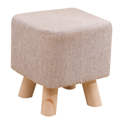 Modern Simplicity Cotton Linen Wood Sponge Round Square Footstool Stackable For Living Room