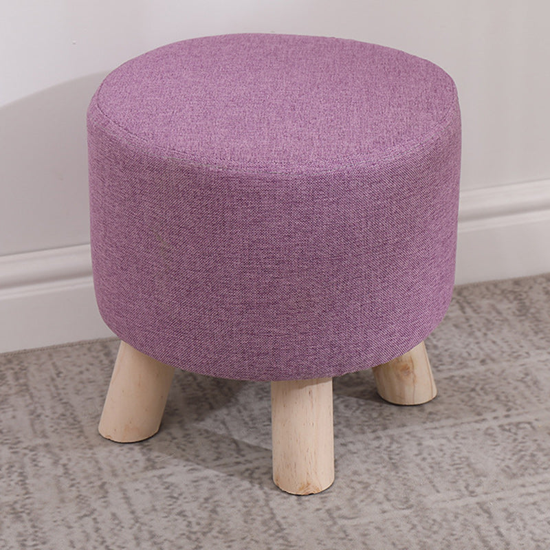 Modern Simplicity Cotton Linen Wood Sponge Round Square Footstool Stackable For Living Room