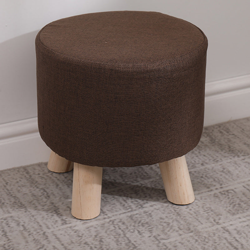 Modern Simplicity Cotton Linen Wood Sponge Round Square Footstool Stackable For Living Room