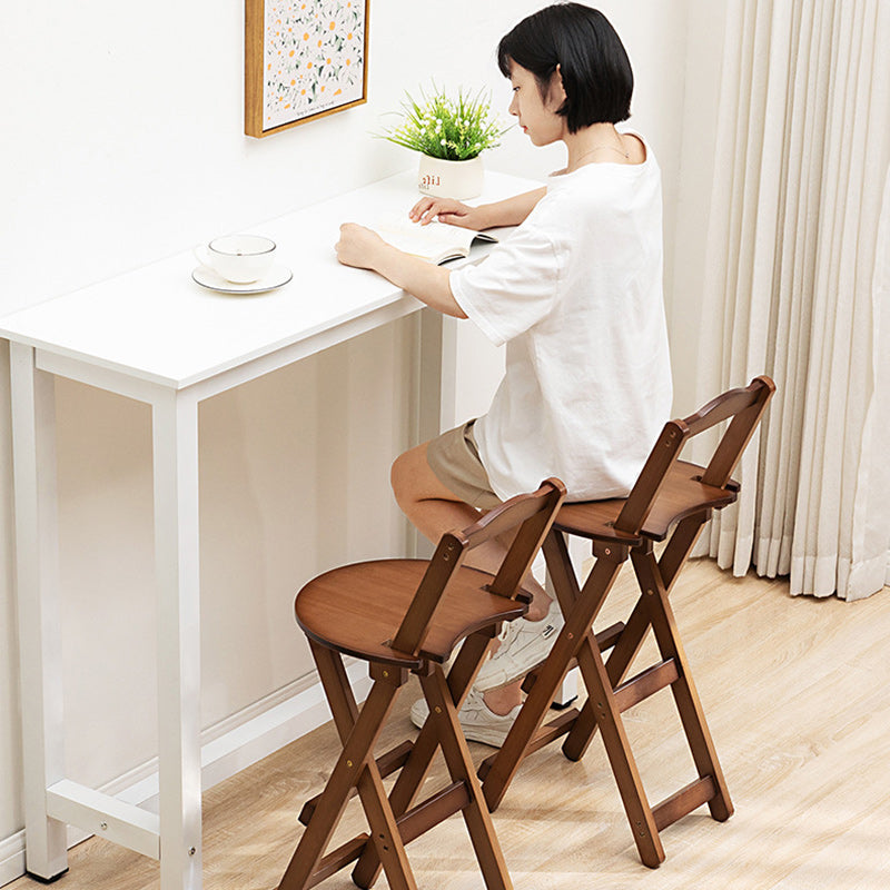 Modern Simplicity Bamboo Round Bar Stool Backrest Footrest Foldable For Kitchen